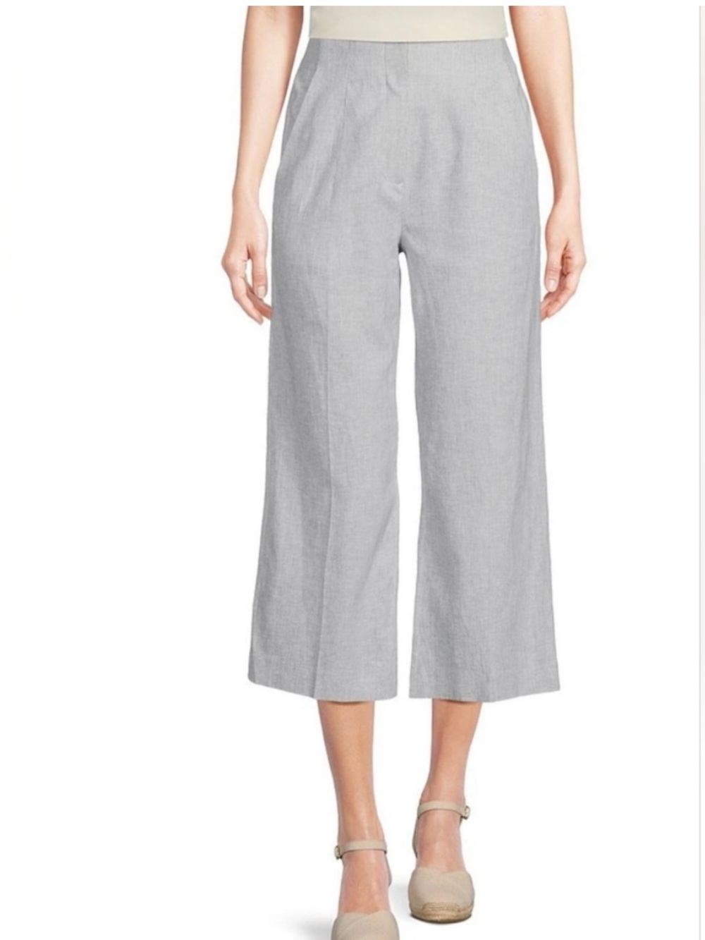 Alex Marie Size 16 Pin Stripe Linen Blend Wide-Leg Cropped Pants